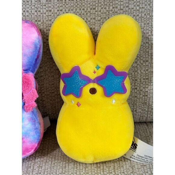 6” Plush PEEPS Tie-Dye Flower and Superstar Rockstar Easter Bunny Peeps - Picture 3 of 8